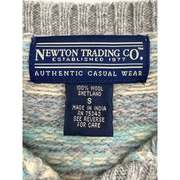 Newton Trading Co Womens Cardigan Sweater Multicolor Shetland Wool Long Sleeve S - Picture 6 of 7